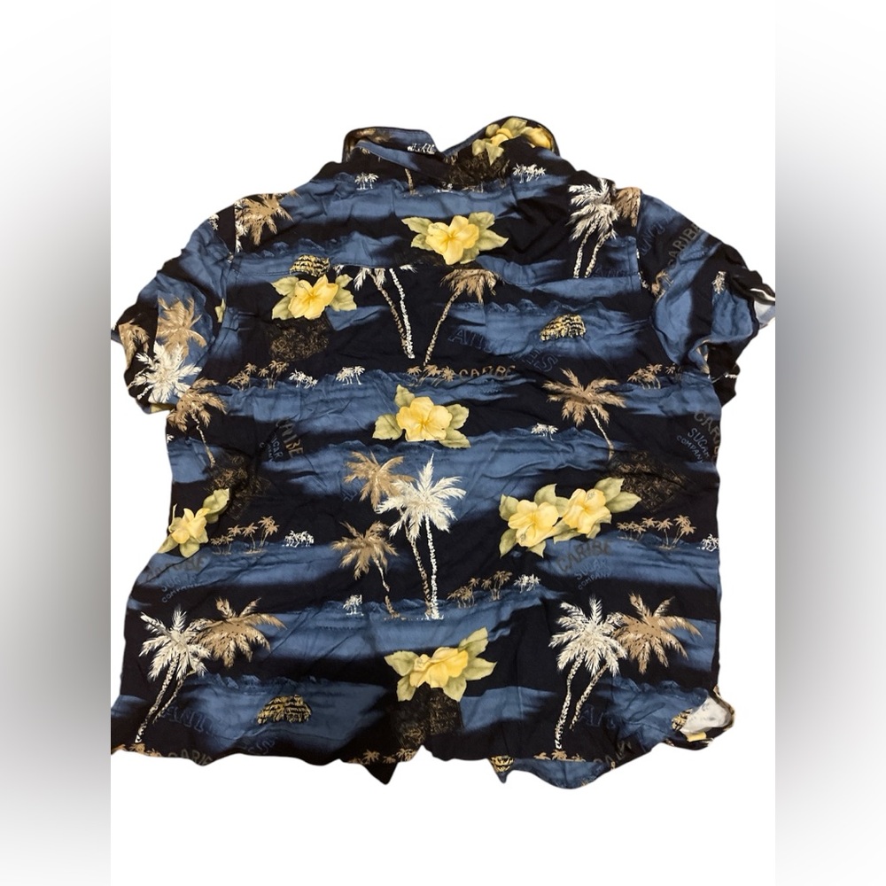 Y2K Caribbean Joe Hawaiian Shirt | Tropical Rayon Button Front Top | Size Large - Picture 4 of 5